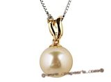 thpd018 9-10mm South Sea golden Pearl & Diamond V-Shape Pendant